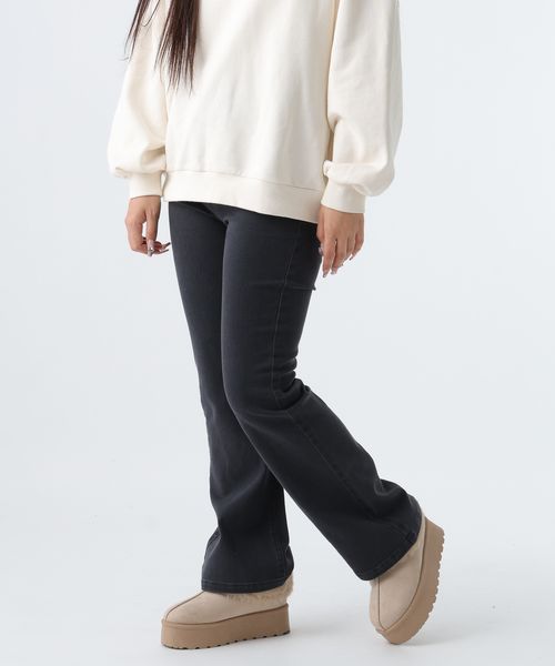 GLOBAL WORK ストレッチフレアデニムパンツ/AND YUA ANY/581040 ブラック S キッズ グローバルワーク 581040 and ST アンドエスティ(旧ドットエスティ) GLOBAL WORK ストレッチフレアデニムパンツ/AND YUA ANY/581040 ブラック S キッズ グローバルワーク 581040 and ST アンドエスティ(旧ドットエスティ)