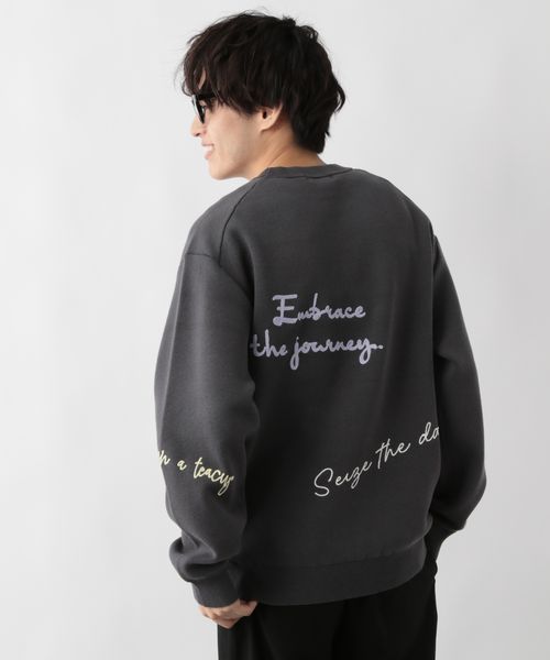 GLOBAL WORK スウェットライクオテラクニット/ロゴ/581070 シルバー M メンズインナー グローバルワーク 581070 and ST アンドエスティ（旧ドットエスティ）