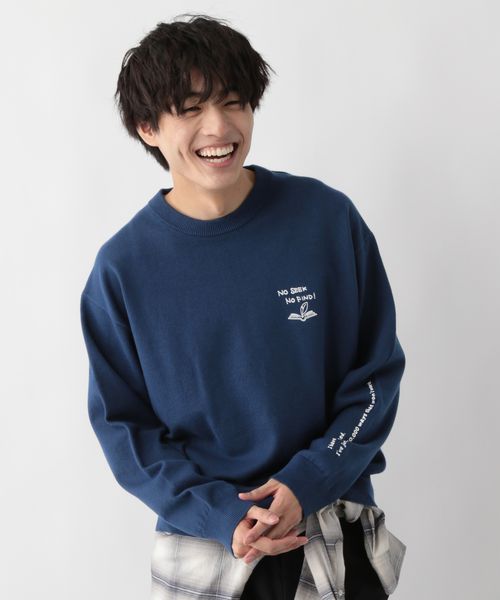 GLOBAL WORK スウェーター/ロゴ/581092 ブルー L メンズインナー グローバルワーク 581092 and ST アンドエスティ(旧ドットエスティ) GLOBAL WORK スウェーター/ロゴ/581092 ブルー L メンズインナー グローバルワーク 581092 and ST アンドエスティ(旧ドットエスティ)