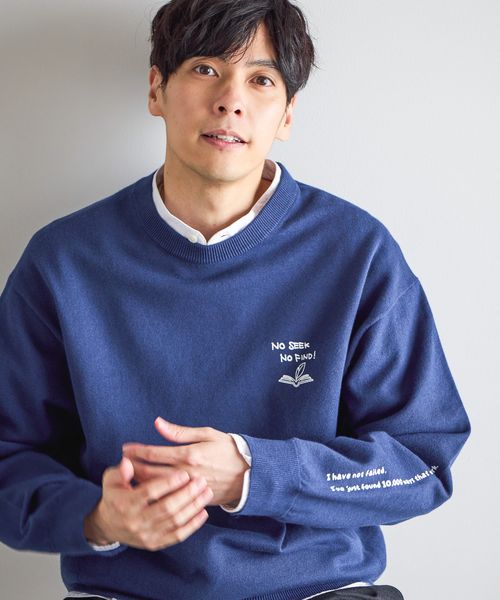 GLOBAL WORK スウェーター/ロゴ/581092 ブルー L メンズインナー グローバルワーク 581092 and ST アンドエスティ(旧ドットエスティ) GLOBAL WORK スウェーター/ロゴ/581092 ブルー L メンズインナー グローバルワーク 581092 and ST アンドエスティ(旧ドットエスティ)