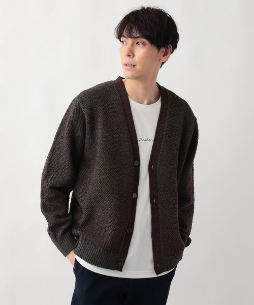 GLOBAL WORK トクトク2SET/モールカーディガン/581138 ブラウン S メンズインナー グローバルワーク 581138 and ST アンドエスティ（旧ドットエスティ）