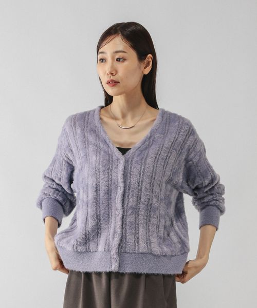 GLOBAL WORK ショートシャギーVネックカーディガン/581156 パープル L ウィメンズインナー グローバルワーク 581156 and ST アンドエスティ(旧ドットエスティ) GLOBAL WORK ショートシャギーVネックカーディガン/581156 パープル L ウィメンズインナー グローバルワーク 581156 and ST アンドエスティ(旧ドットエスティ)
