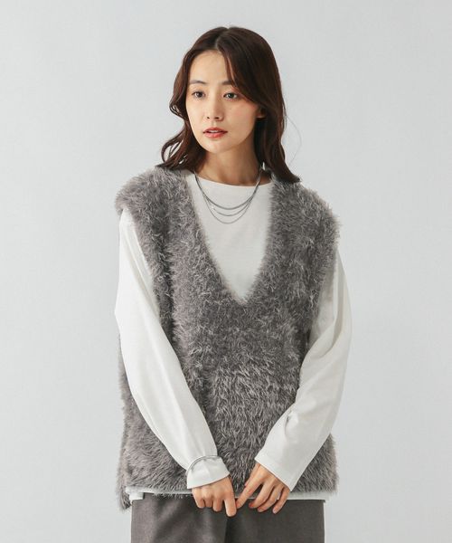 GLOBAL WORK シャギーベスト*長袖セット/581162 チャコールグレー M ウィメンズインナー グローバルワーク 581162 and ST アンドエスティ(旧ドットエスティ) GLOBAL WORK シャギーベスト*長袖セット/581162 チャコールグレー M ウィメンズインナー グローバルワーク 581162 and ST アンドエスティ(旧ドットエスティ)