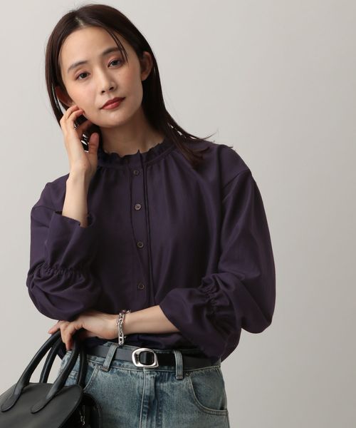 GLOBAL WORK MATINEE LINE/フリルカラーネックブラウス/583846 パープル L マチネ グローバルワーク 583846 and ST アンドエスティ(旧ドットエスティ) GLOBAL WORK MATINEE LINE/フリルカラーネックブラウス/583846 パープル L マチネ グローバルワーク 583846 and ST アンドエスティ(旧ドットエスティ)