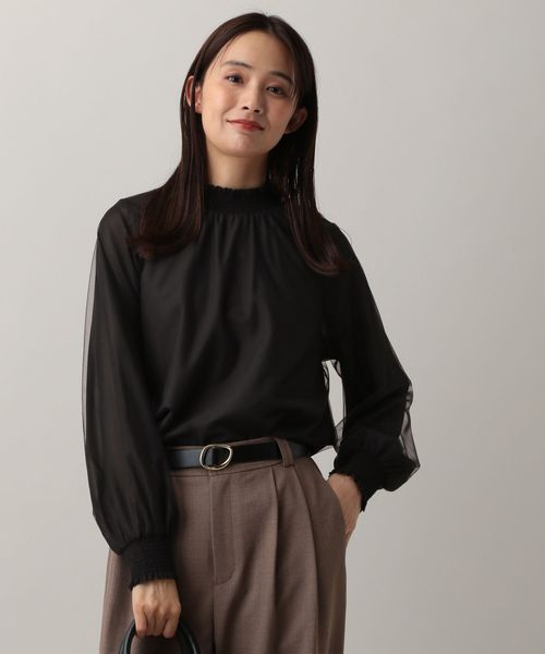 GLOBAL WORK MATINEE LINE/シャーリングチュールブラウス/583848 ブラック L マチネ グローバルワーク 583848 and ST アンドエスティ(旧ドットエスティ) GLOBAL WORK MATINEE LINE/シャーリングチュールブラウス/583848 ブラック L マチネ グローバルワーク 583848 and ST アンドエスティ(旧ドットエスティ)