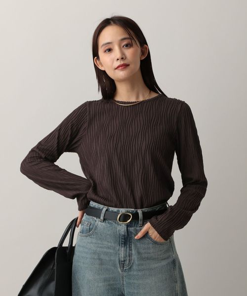 GLOBAL WORK MATINEE LINE/ナミナミストライプ長袖プルオーバー/583880 ブラウン L マチネ グローバルワーク 583880 and ST アンドエスティ(旧ドットエスティ) GLOBAL WORK MATINEE LINE/ナミナミストライプ長袖プルオーバー/583880 ブラウン L マチネ グローバルワーク 583880 and ST アンドエスティ(旧ドットエスティ)