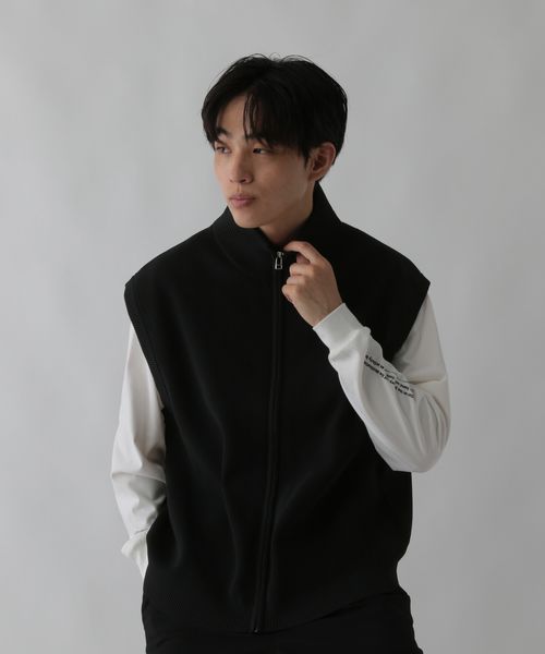 GLOBAL WORK トクトク2SET/ベスト&長袖Tシャツ/CLEAN MODE/584621 ブラック M メンズインナー グローバルワーク 584621 and ST アンドエスティ（旧ドットエスティ）