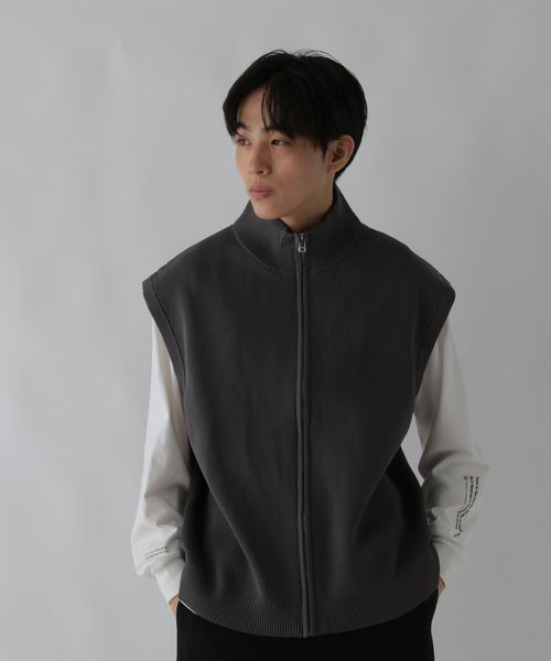 GLOBAL WORK トクトク2SET/ベスト&長袖Tシャツ/CLEAN MODE/584621 チャコールグレー L メンズインナー グローバルワーク 584621 and ST アンドエスティ（旧ドットエスティ）