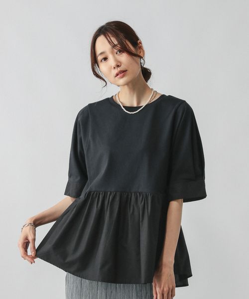 GLOBAL WORK 切替ペプラム/584677 ブラック L ウィメンズインナー グローバルワーク 584677 and ST アンドエスティ(旧ドットエスティ) GLOBAL WORK 切替ペプラム/584677 ブラック L ウィメンズインナー グローバルワーク 584677 and ST アンドエスティ(旧ドットエスティ)