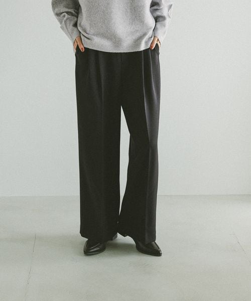 GLOBAL WORK お手入れラクラクセットアップ/ワイドパンツ/587724 ブラック M ウィメンズボトムス グローバルワーク 587724 and ST アンドエスティ（旧ドットエスティ）