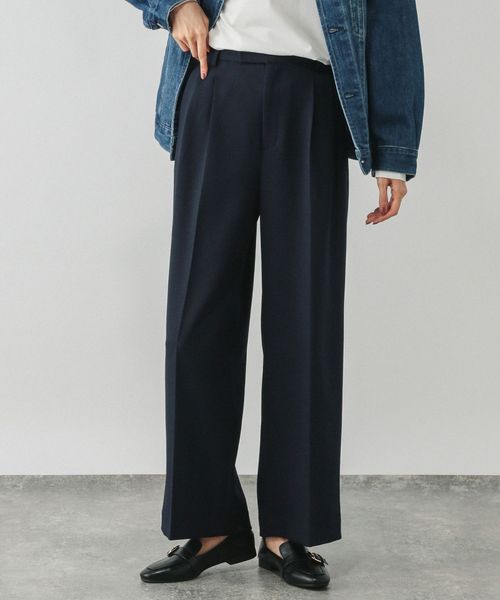 GLOBAL WORK お手入れラクラクセットアップ/ワイドパンツ/587724 ネイビー L ウィメンズボトムス グローバルワーク 587724 and ST アンドエスティ（旧ドットエスティ）