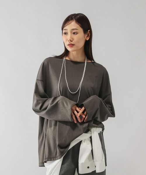 GLOBAL WORK スラブボートネックルーズTシャツ/589058 チャコールグレー M ウィメンズインナー グローバルワーク 589058 and ST アンドエスティ(旧ドットエスティ) GLOBAL WORK スラブボートネックルーズTシャツ/589058 チャコールグレー M ウィメンズインナー グローバルワーク 589058 and ST アンドエスティ(旧ドットエスティ)
