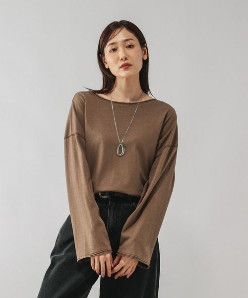 GLOBAL WORK スラブボートネックルーズTシャツ/589058 ブラウン M ウィメンズインナー グローバルワーク 589058 and ST アンドエスティ(旧ドットエスティ) GLOBAL WORK スラブボートネックルーズTシャツ/589058 ブラウン M ウィメンズインナー グローバルワーク 589058 and ST アンドエスティ(旧ドットエスティ)