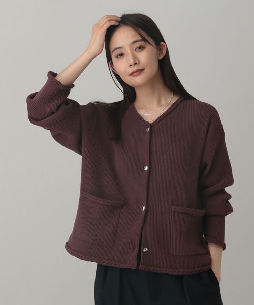 GLOBAL WORK MATINEE LINE/モールニット/カーディガン/593188 ブラウン L マチネ グローバルワーク 593188 and ST アンドエスティ（旧ドットエスティ）