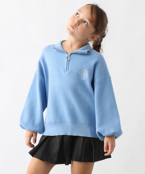 GLOBAL WORK メルティハーフZIPニットプルオーバー/キッズ/593432 ライトブルー キッズ グローバルワーク 593432 and ST アンドエスティ（旧ドットエスティ）