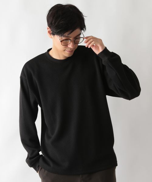 GLOBAL WORK クリーンワッフルスウェット/598010 ブラック L メンズインナー グローバルワーク 598010 and ST アンドエスティ(旧ドットエスティ) GLOBAL WORK クリーンワッフルスウェット/598010 ブラック L メンズインナー グローバルワーク 598010 and ST アンドエスティ(旧ドットエスティ)