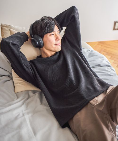 GLOBAL WORK クリーンワッフルスウェット/598010 ブラック M メンズインナー グローバルワーク 598010 and ST アンドエスティ(旧ドットエスティ) GLOBAL WORK クリーンワッフルスウェット/598010 ブラック M メンズインナー グローバルワーク 598010 and ST アンドエスティ(旧ドットエスティ)