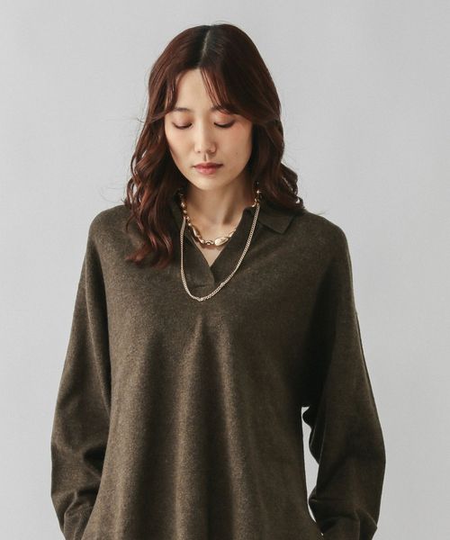 GLOBAL WORK フワフワHugmeスキッパー/一部店舗限定/598019 ブラウン L ウィメンズインナー グローバルワーク 598019 and ST アンドエスティ（旧ドットエスティ）