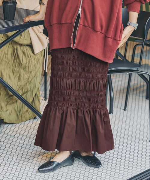 GLOBAL WORK せこ子プロデュース/シャーリングIラインスカート/一部店舗限定/598038 ブロンズ M ウィメンズボトムス グローバルワーク 598038 and ST アンドエスティ(旧ドットエスティ) GLOBAL WORK せこ子プロデュース/シャーリングIラインスカート/一部店舗限定/598038 ブロンズ M ウィメンズボトムス グローバルワーク 598038 and ST アンドエスティ(旧ドットエスティ)