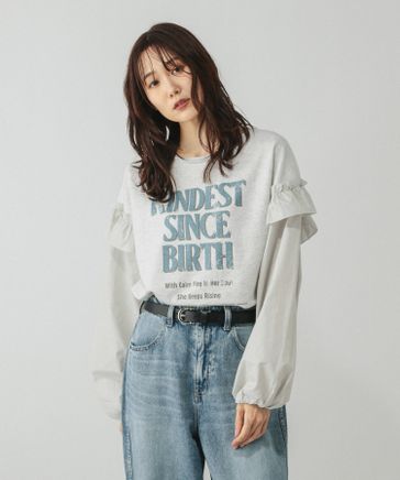 フリルプリントスウェットプルオーバー/599584 | [公式