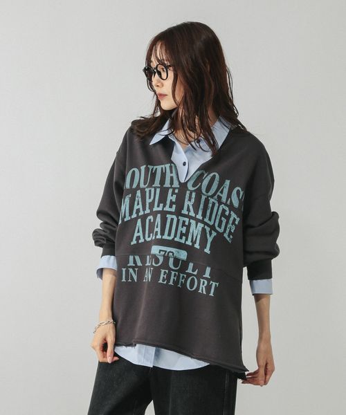 GLOBAL WORK リメイク風プリントスウェット長袖/599626 シルバー FREE ウィメンズインナー グローバルワーク 599626 and ST アンドエスティ(旧ドットエスティ) GLOBAL WORK リメイク風プリントスウェット長袖/599626 シルバー FREE ウィメンズインナー グローバルワーク 599626 and ST アンドエスティ(旧ドットエスティ)