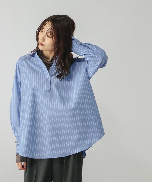 GLOBAL WORK スキッパーシャツ/599629 ライトブルー M ウィメンズインナー グローバルワーク 599629 and ST アンドエスティ(旧ドットエスティ) GLOBAL WORK スキッパーシャツ/599629 ライトブルー M ウィメンズインナー グローバルワーク 599629 and ST アンドエスティ(旧ドットエスティ)