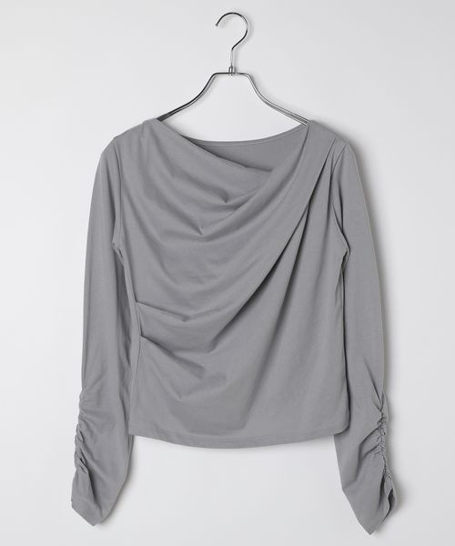 GLOBAL WORK ドレープトップス長袖/WEB限定/599665 チャコールグレー M ウィメンズインナー グローバルワーク 599665 and ST アンドエスティ（旧ドットエスティ）