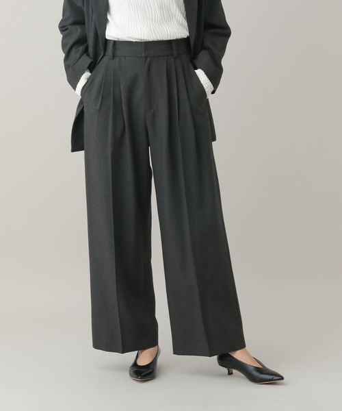 GLOBAL WORK MATINEE LINE/ウールライク/ワイドパンツ/601502 チャコールグレー M マチネ グローバルワーク 601502 and ST アンドエスティ（旧ドットエスティ）