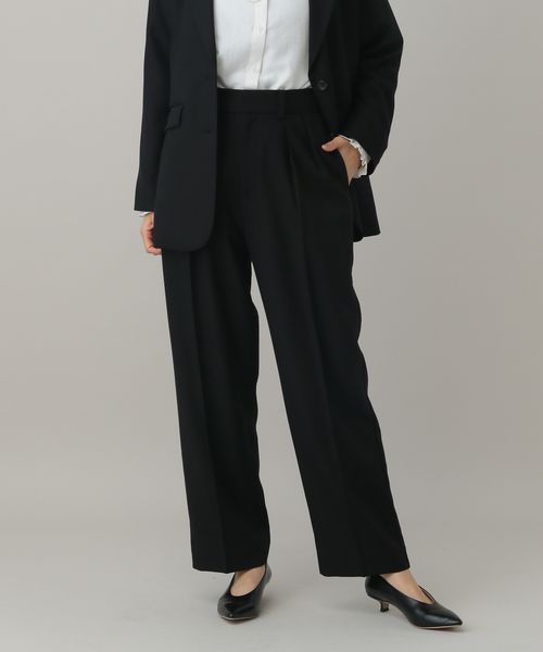 GLOBAL WORK MATINEE LINE/ウールライク/ストレートパンツ/601515 ブラック S マチネ グローバルワーク 601515 and ST アンドエスティ（旧ドットエスティ）