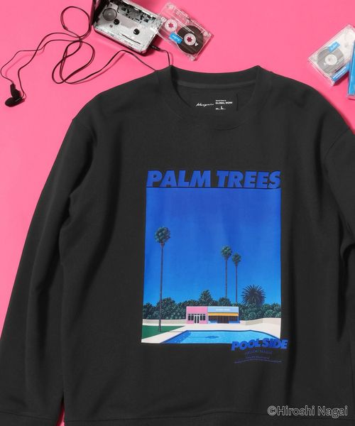 GLOBAL WORK 永井博コラボ/スウェットプルオーバー/601527 ブラック S メンズインナー グローバルワーク 601527 and ST アンドエスティ（旧ドットエスティ）