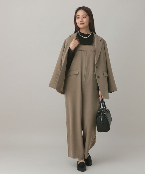 GLOBAL WORK MATINEE LINE/ウールライク/サロペット/601544 ベージュ L マチネ グローバルワーク 601544 and ST アンドエスティ（旧ドットエスティ）