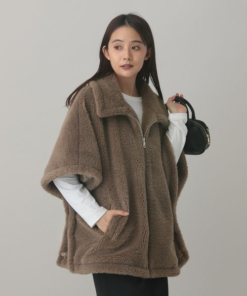 GLOBAL WORK MATINEE LINE/フワモコボアポンチョ/603322 ライトベージュ FREE マチネ グローバルワーク 603322 and ST アンドエスティ（旧ドットエスティ）