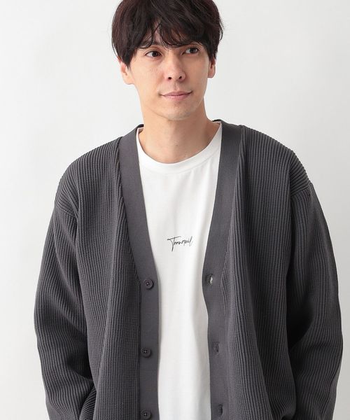 GLOBAL WORK トクトク2SET/アゼカーディガン/603663 チャコールグレー S メンズインナー グローバルワーク 603663 and ST アンドエスティ（旧ドットエスティ）