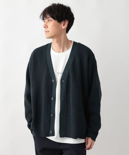 GLOBAL WORK トクトク2SET/アゼカーディガン/603663 カーキ XL メンズインナー グローバルワーク 603663 and ST アンドエスティ（旧ドットエスティ）