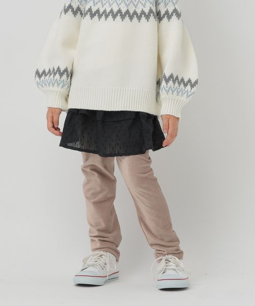 GLOBAL WORK スカート付きあったかレギンス/100-120cm展開/604689 ブラウン キッズ グローバルワーク 604689 and ST アンドエスティ（旧ドットエスティ）