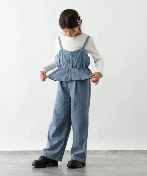 GLOBAL WORK トクトク3デニムセット＊ロンＴ/キッズ/606702 ブルー キッズ グローバルワーク 606702 and ST アンドエスティ（旧ドットエスティ）