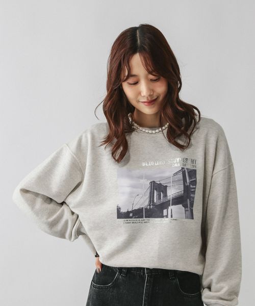 GLOBAL WORK アソートフォトチュニックスウェット/608255 オフホワイト FREE ウィメンズインナー グローバルワーク 608255 and ST アンドエスティ（旧ドットエスティ）