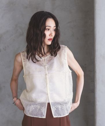 パネルレース刺繍ベスト/797539 | [公式]グローバルワーク （GLOBAL