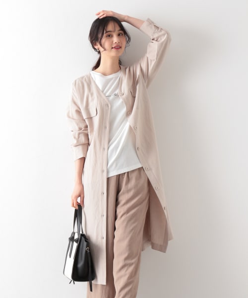 フレンチリネン混ワンピコート アウトレット価格 公式 グローバルワーク Global Work 通販 フレンチリネン混ワンピコート アウトレット価格 公式 グローバルワーク Global Work 通販