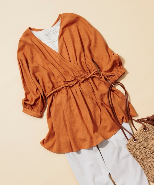 フレンチリネン混ラップブラウス アウトレット価格 公式 グローバルワーク Global Work 通販 フレンチリネン混ラップブラウス アウトレット価格 公式 グローバルワーク Global Work 通販