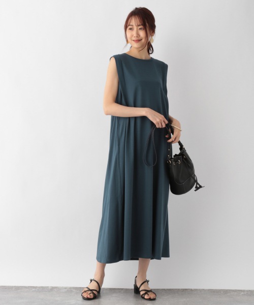 肩タックバックフレアワンピース 肩タックバックフレアワンピース