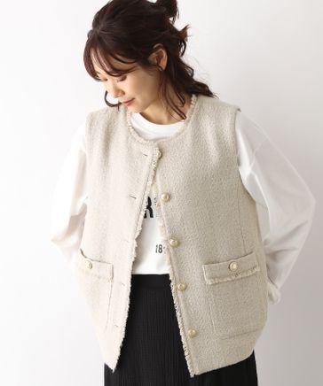新品☆ドゥロワー 2025Springツイードフリンジベスト
