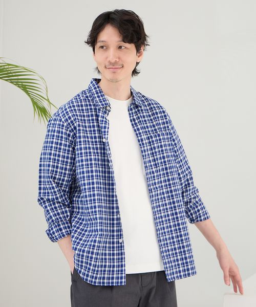 GLOBAL WORK サラサラリネンイージーケアシャツ/975749 ブルー S メンズインナー グローバルワーク 975749 and ST アンドエスティ(旧ドットエスティ) GLOBAL WORK サラサラリネンイージーケアシャツ/975749 ブルー S メンズインナー グローバルワーク 975749 and ST アンドエスティ(旧ドットエスティ)