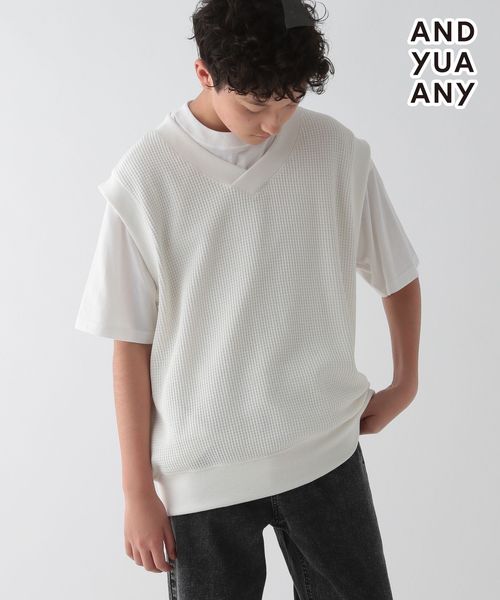 GLOBAL WORK ワッフルベストSET/AND YUA ANY/976554 オフホワイト キッズ グローバルワーク 976554 and ST アンドエスティ(旧ドットエスティ) GLOBAL WORK ワッフルベストSET/AND YUA ANY/976554 オフホワイト キッズ グローバルワーク 976554 and ST アンドエスティ(旧ドットエスティ)