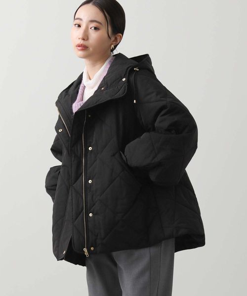 パーリーゲイツ　星柄　キルト 中綿 コート ジャケット ロング　黒　Aライン ダイヤキルト中綿フードAラインコート | [公式]Gready Brilliant（グ