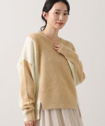 アルパカ混バイカラーVネックプルオーバー | [公式]Gready Brilliant