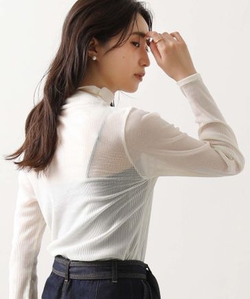 フロッキーストライプモックネックトップス | [公式]Gready Brilliant