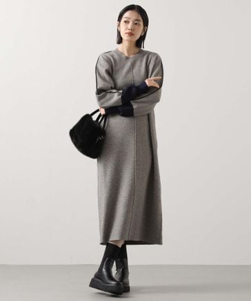 2025秋冬　新品　グレディブリリアン　ライン配色ミラノリブワンピース ライン配色ミラノリブワンピース | [公式]Gready Brilliant（グレディ