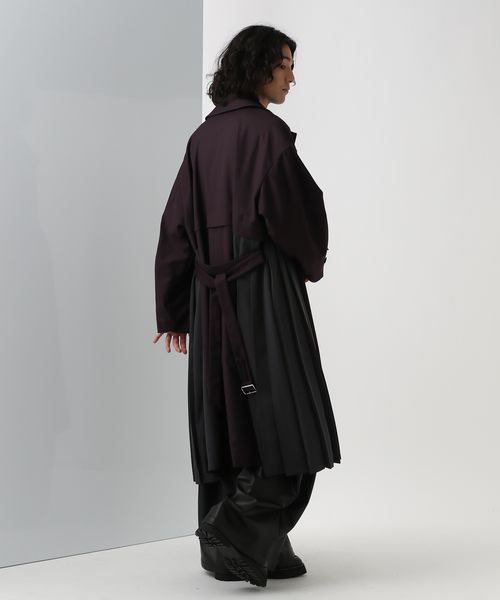 HARE サイドプリーツステンカラーコート HARE サイドプリーツステン