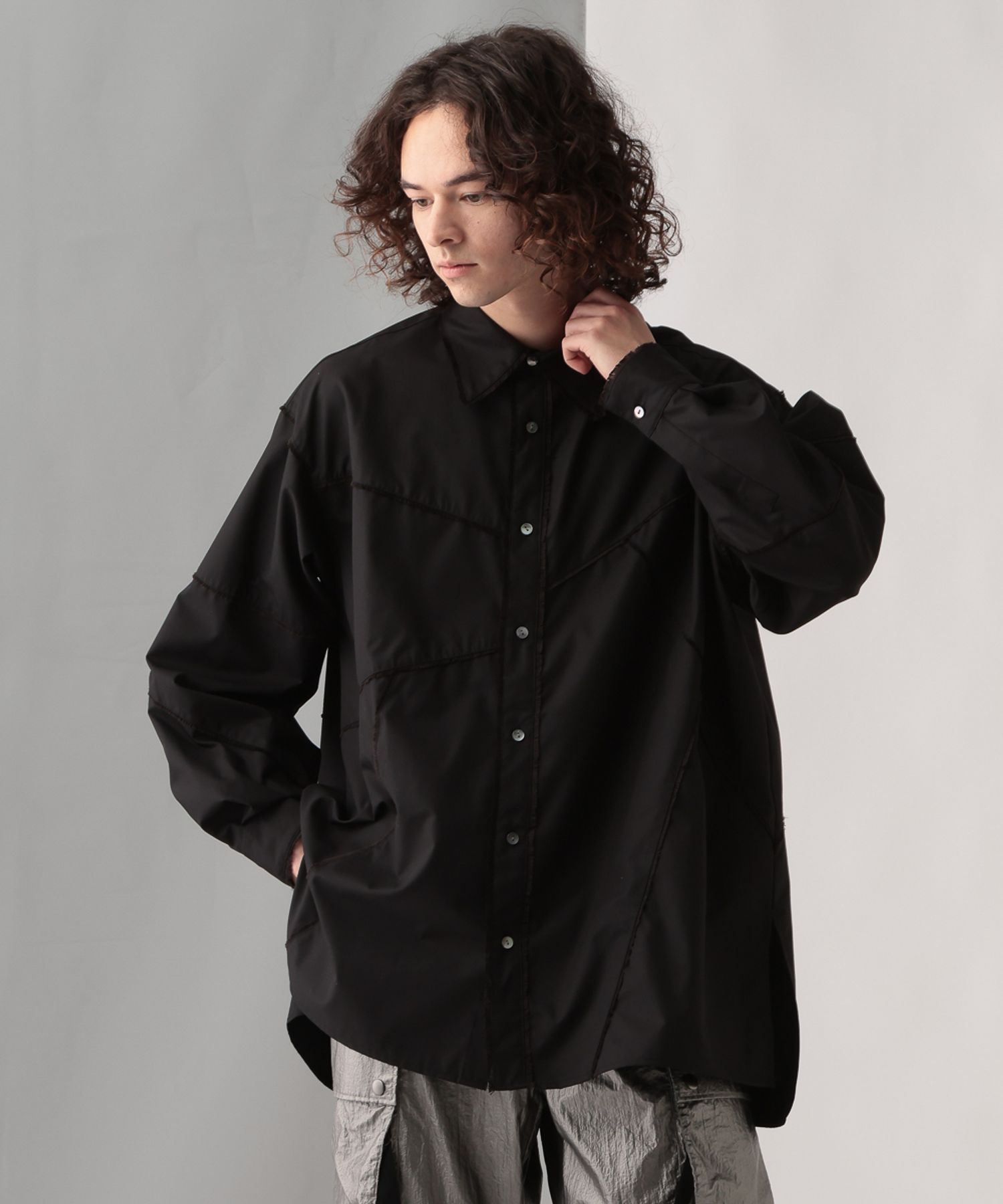 HARE 24SS スパンコールフリンジシャツ BLACK 新品ファッション